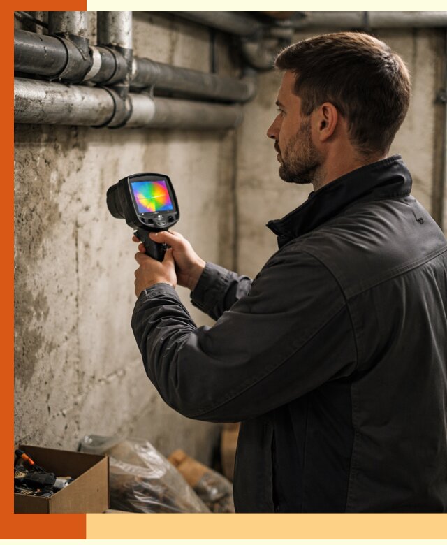 Тепловизионное обследование подвала в Надыме для поиска утечек тепла